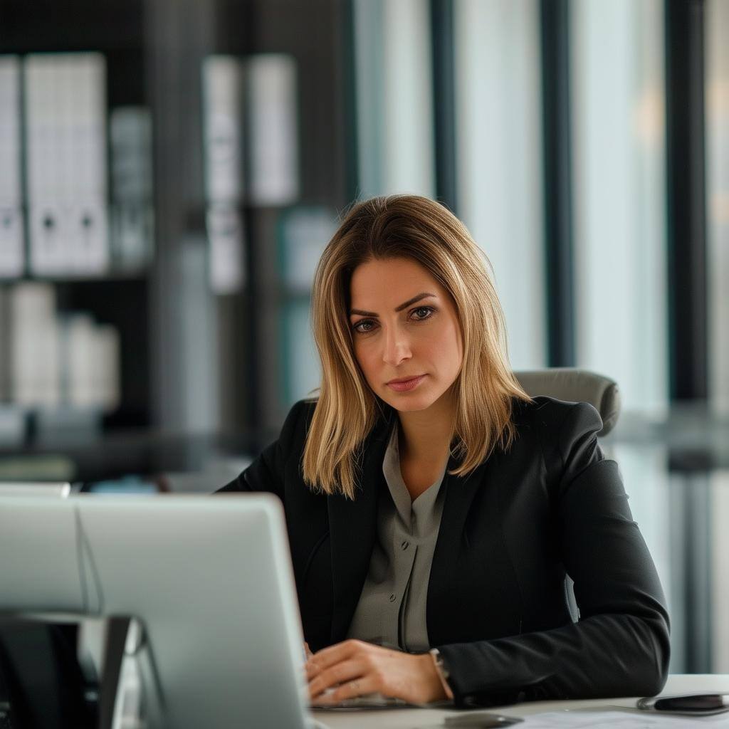 Financial female executive at a desk